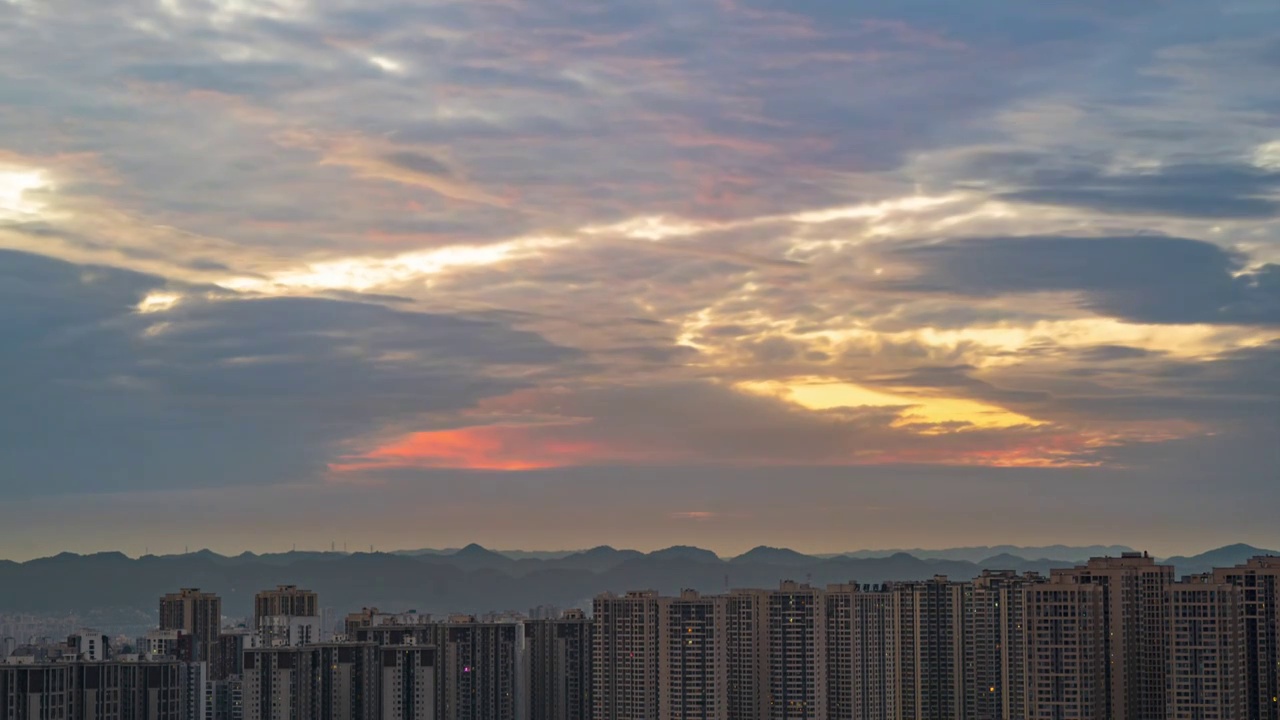 重庆都市朝霞日出风光延迟视频素材