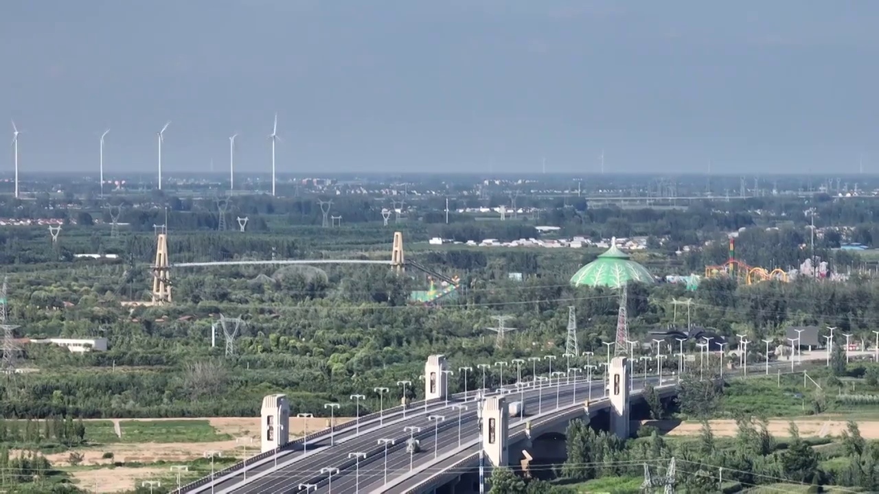 航拍长焦下的城市河南周口市视频素材