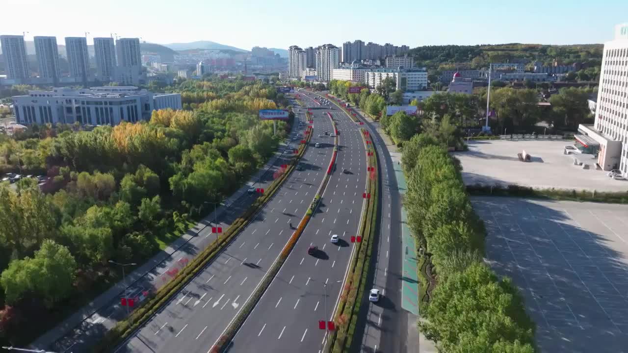 国庆期间的城市道路视频素材