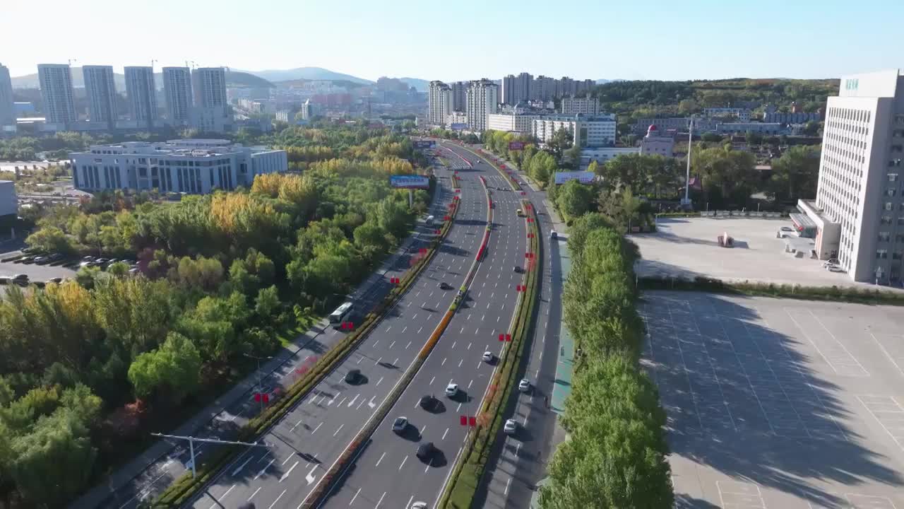 国庆期间的城市道路视频素材