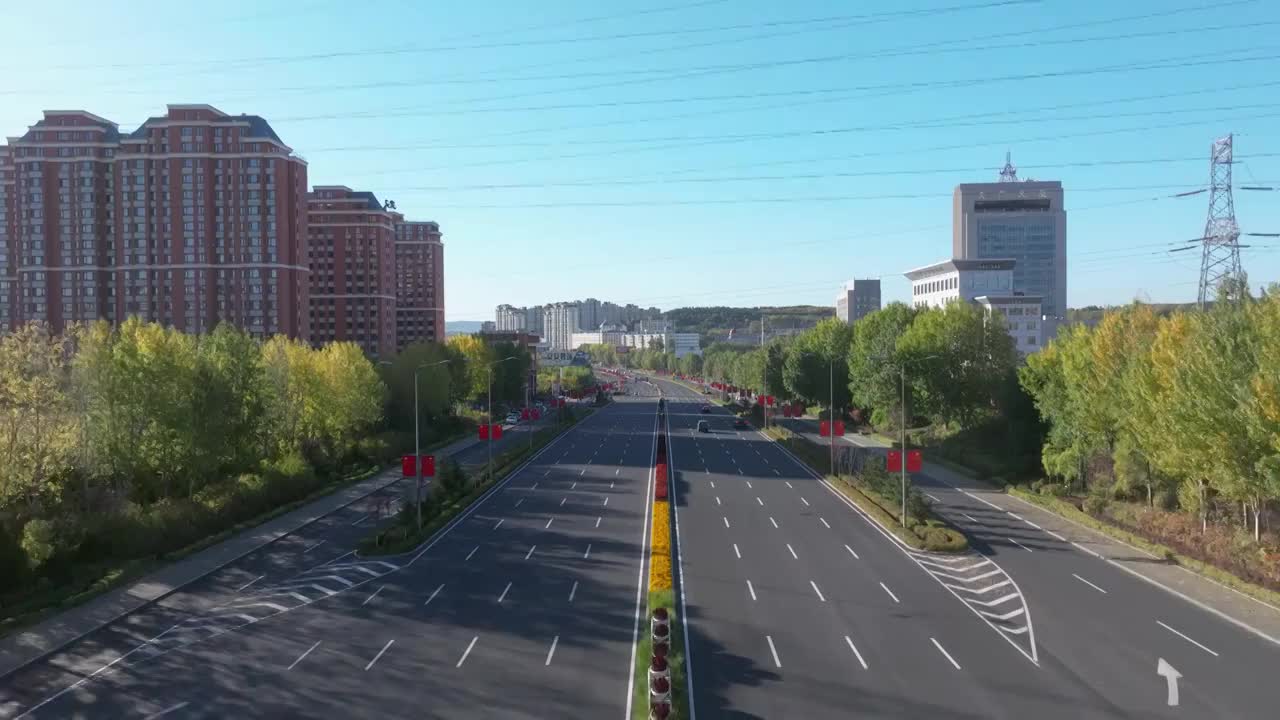 国庆期间的城市道路视频素材