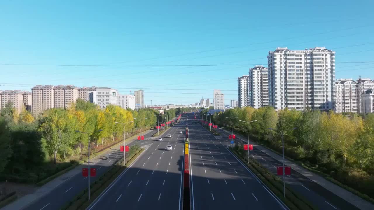 国庆期间的城市道路视频素材