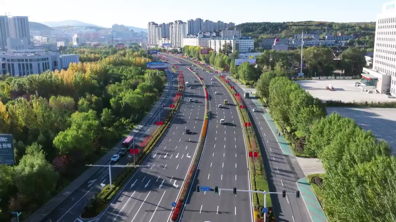 国庆期间的城市道路视频素材