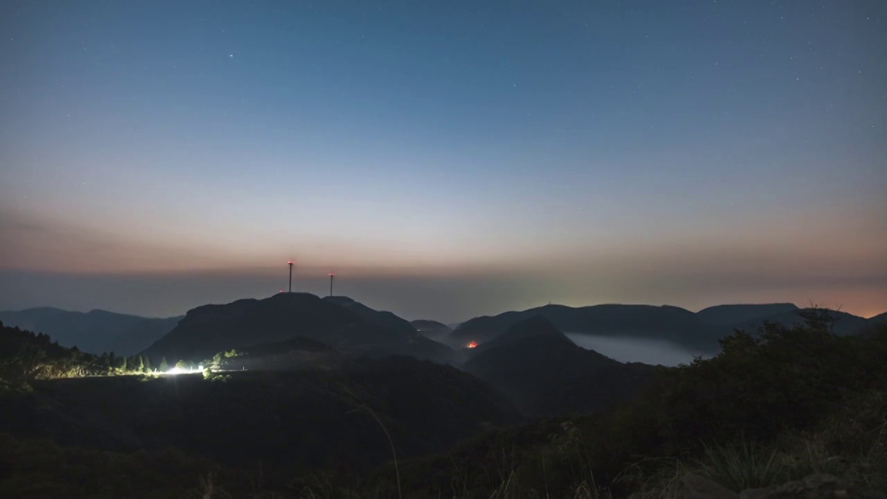 8K30P重庆丰都七跃山日落星空风光延时视频视频素材