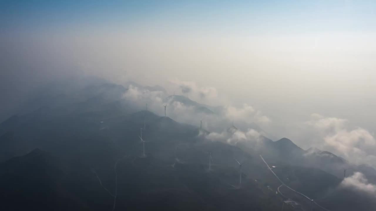 4K30P重庆万州蒲叶林风电场风光航拍延时视频视频素材