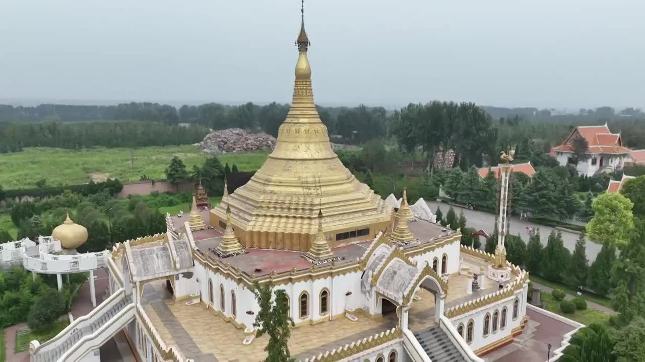 航拍河南洛阳白马寺泰国缅甸印度佛教寺庙建筑外观视频素材