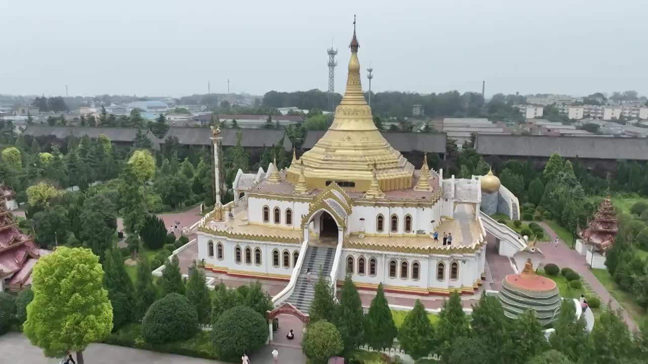 航拍河南洛阳白马寺泰国缅甸印度佛教寺庙建筑外观视频素材