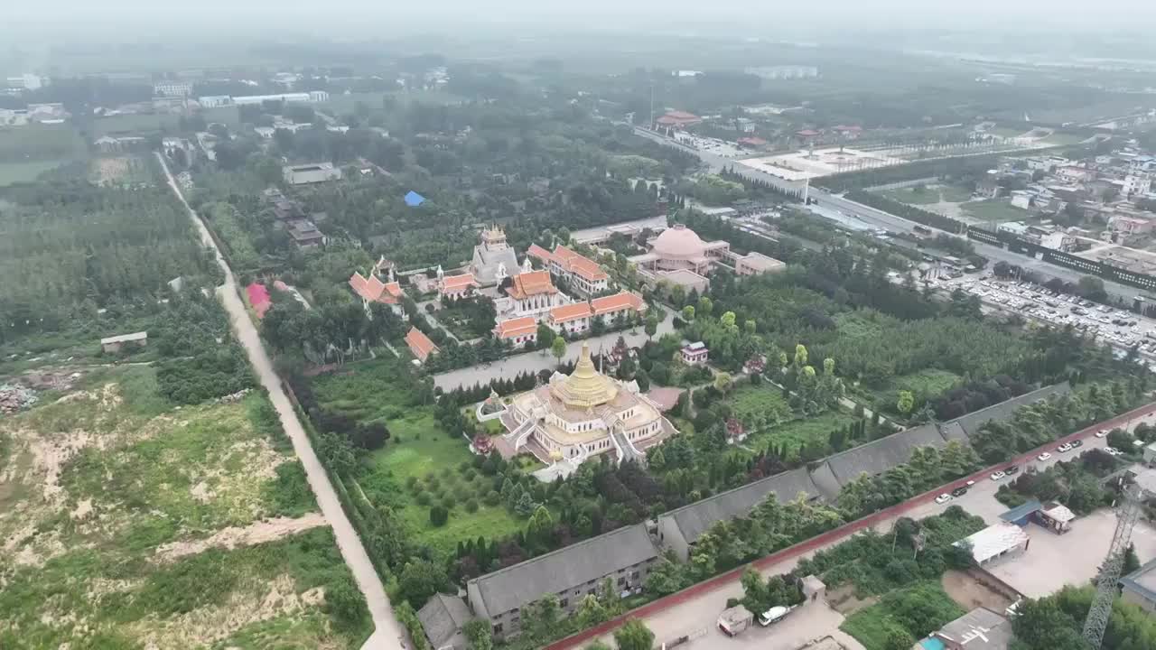 航拍河南洛阳白马寺泰国缅甸印度佛教寺庙建筑外观视频素材