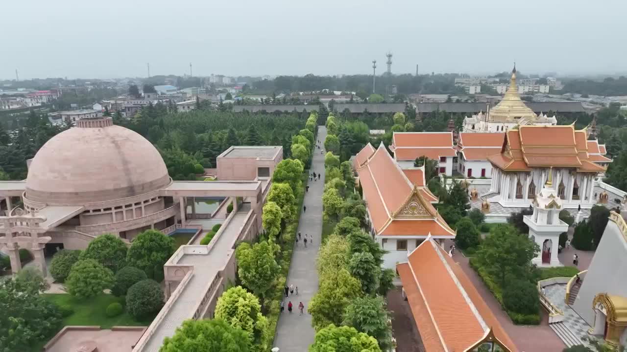 航拍河南洛阳白马寺泰国缅甸印度佛教寺庙建筑外观视频素材