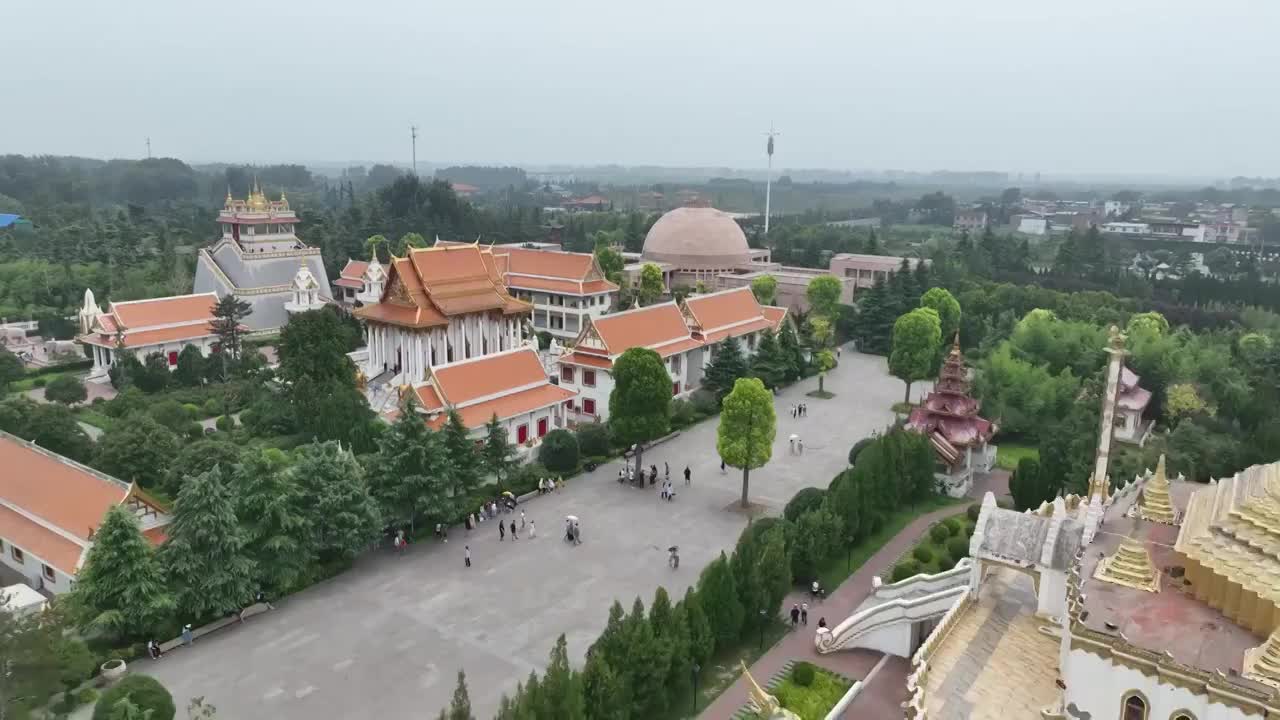 航拍河南洛阳白马寺泰国缅甸印度佛教寺庙建筑外观视频素材