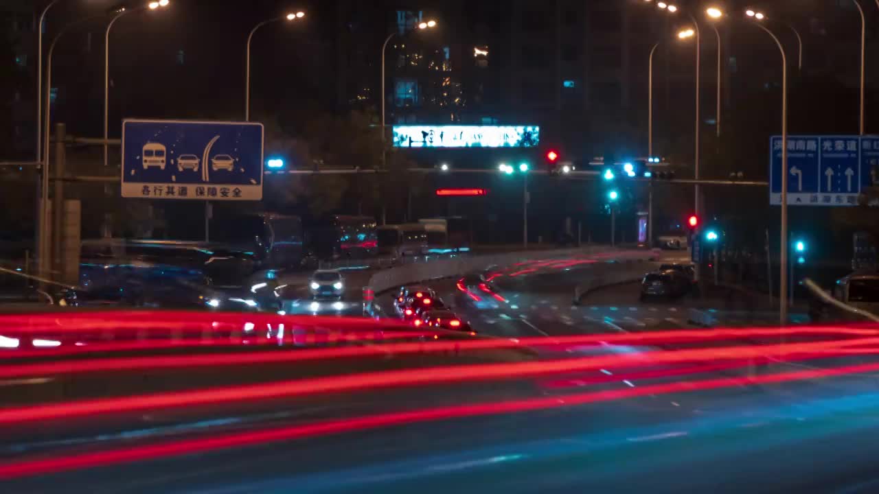 夜晚城市公路车流延时视频素材