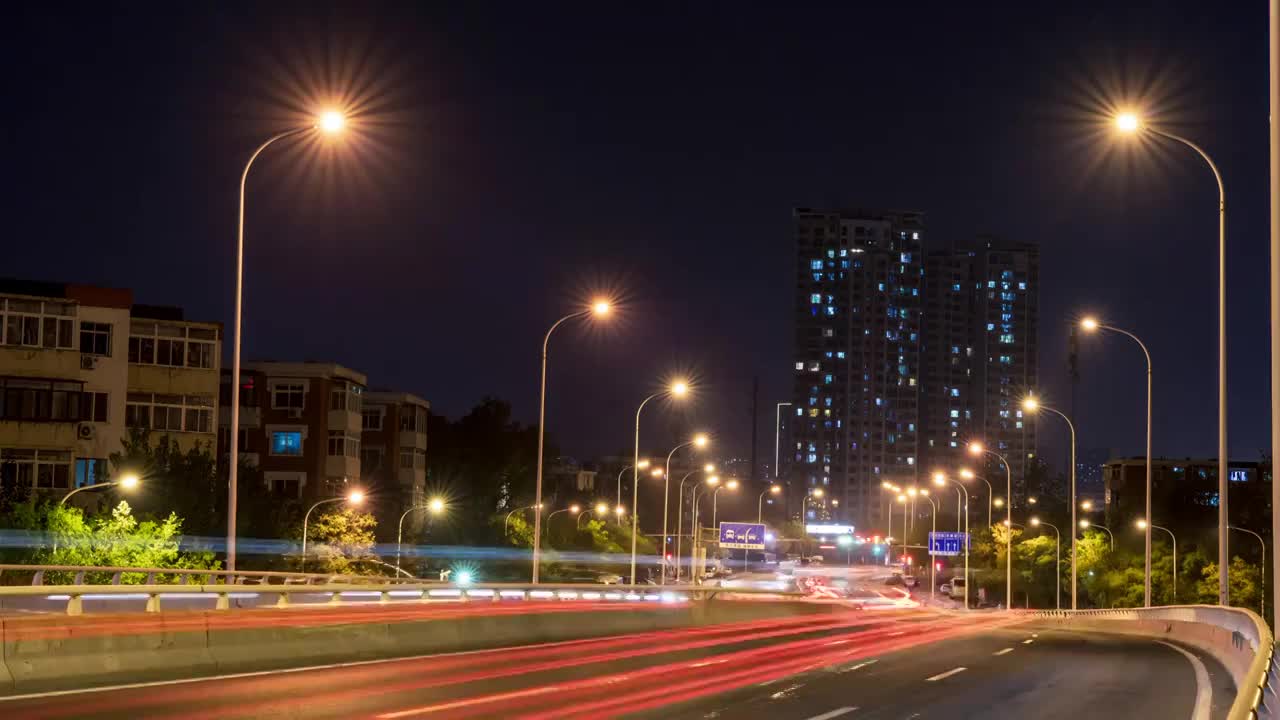 夜晚城市公路车流延时视频素材