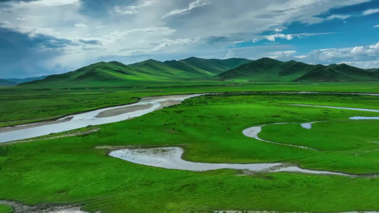 若尔盖草原的河流与湿地视频素材