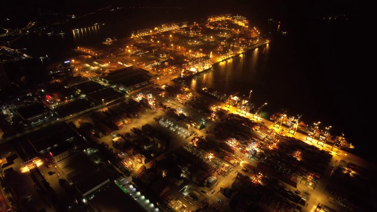 深圳盐田港夜景视频素材