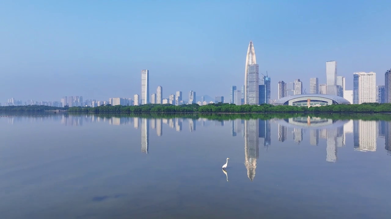 深圳湾南山CBD海面倒影视频素材