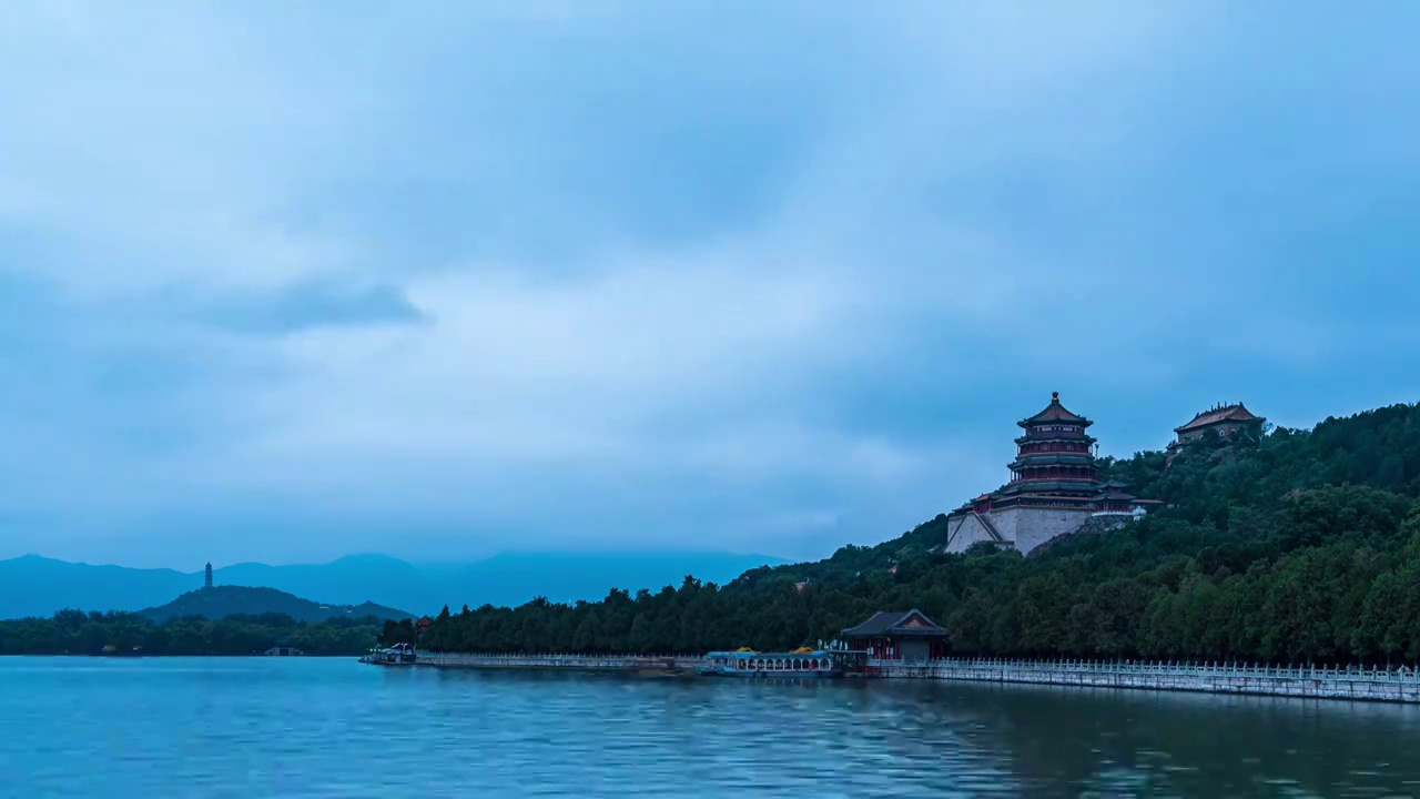 北京颐和园日转夜延时视频素材