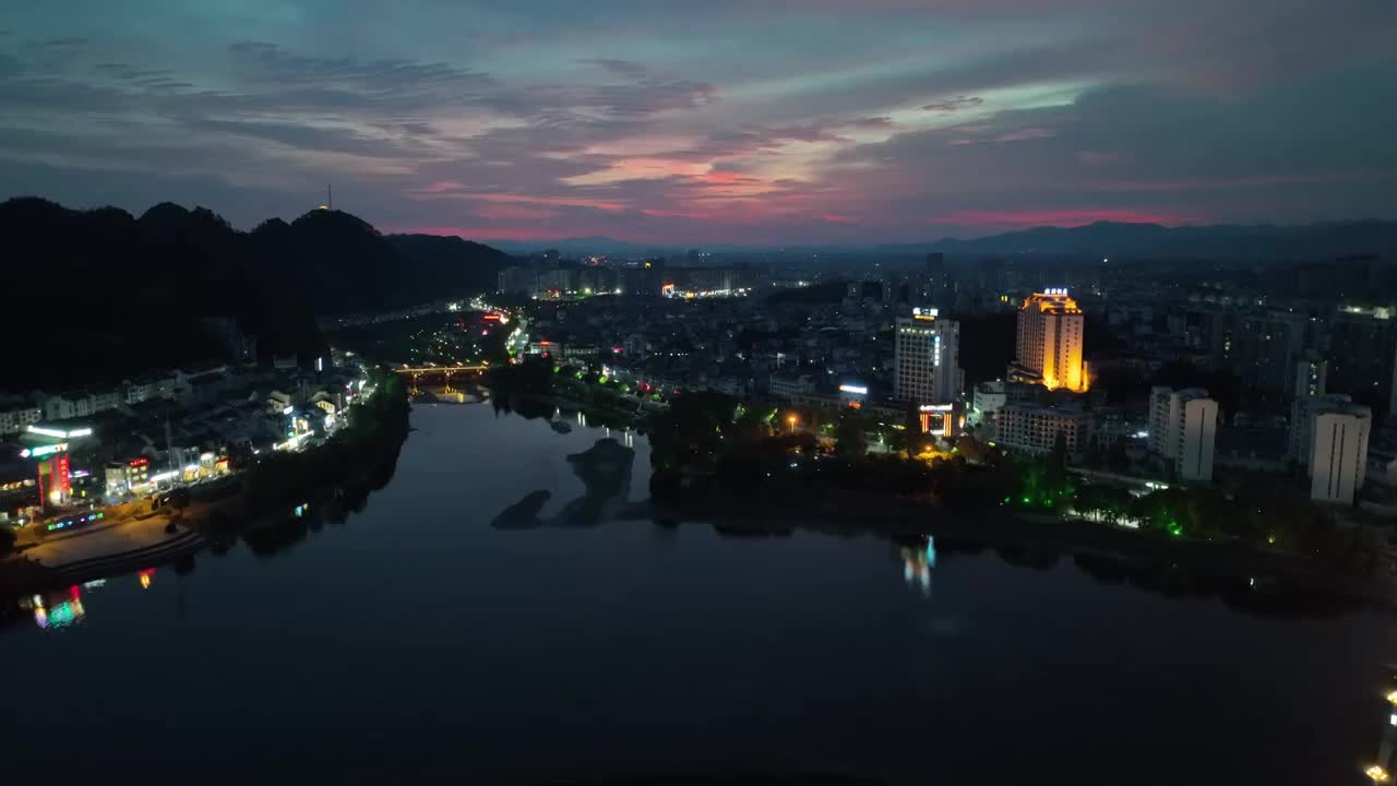 安徽省黄山市歙县城区夜景视频素材