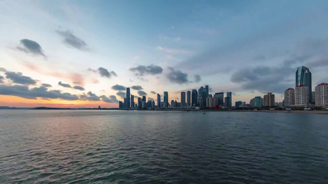 青岛浮山湾日转夜延时视频素材