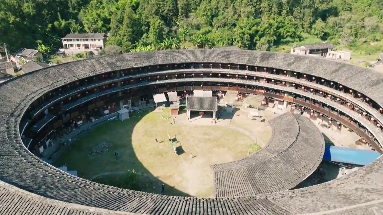 福建南靖石桥村土楼群风光视频素材