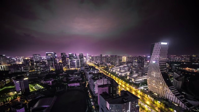 四川成都市高新区欧洲中心美年广场夜景视频素材