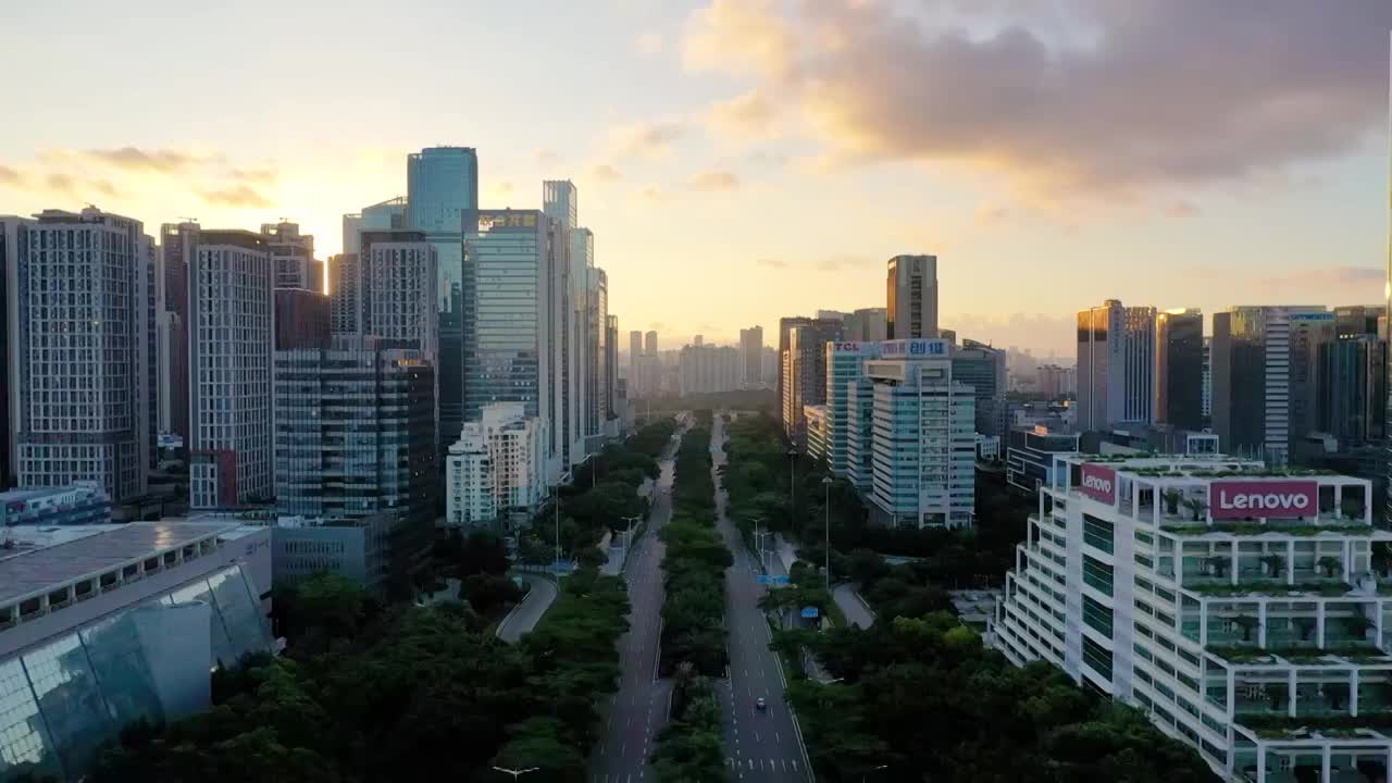 深圳科技园深圳高新技术产业园联想创维TCL大厦大冲华润置地大厦华润城视频素材