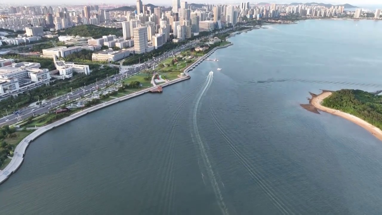 青岛西海岸唐岛湾城市天际线视频素材