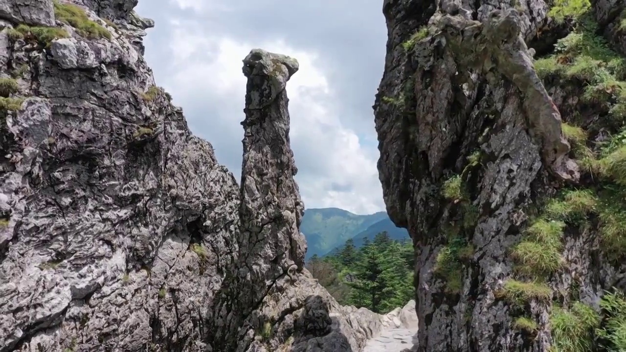 岩石，神农架板壁岩，神农顶风景区，山上的岩石视频素材