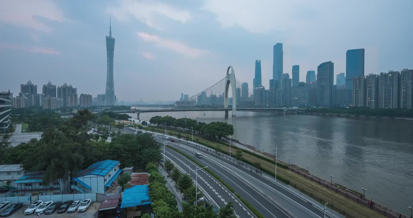 广州琶醍延时日转夜视频素材