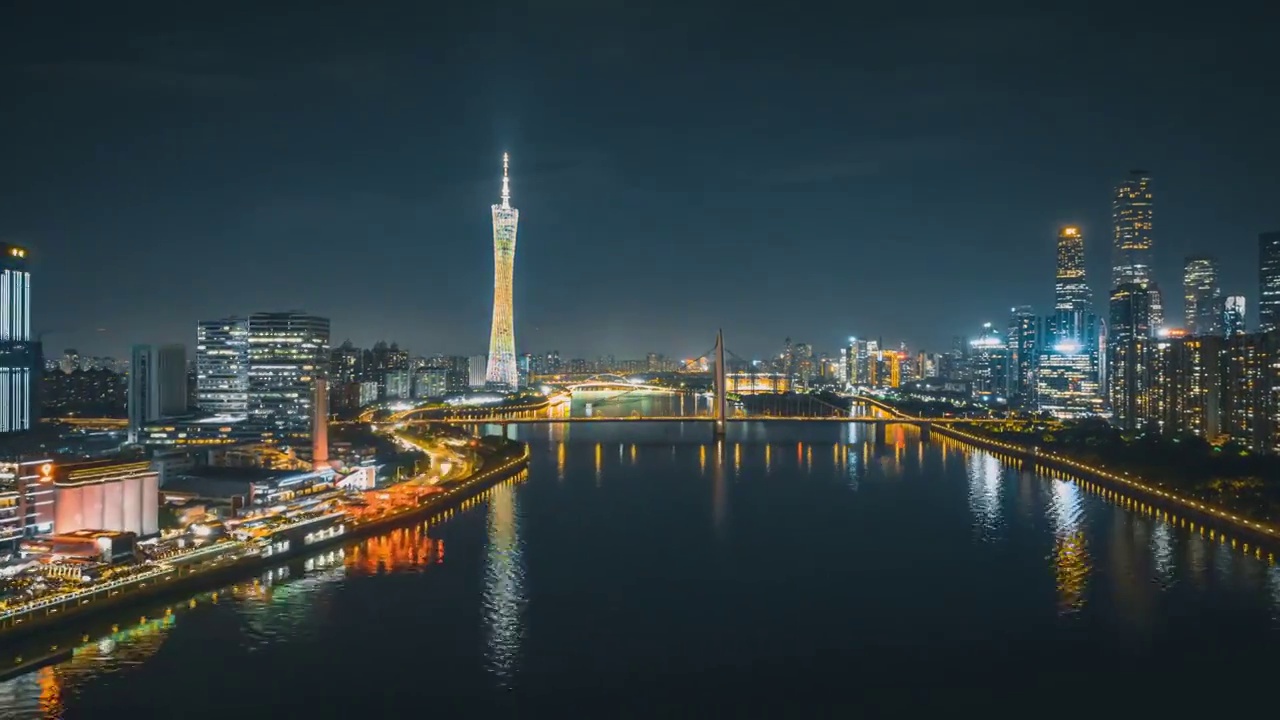 珠江新城夜景延时视频素材