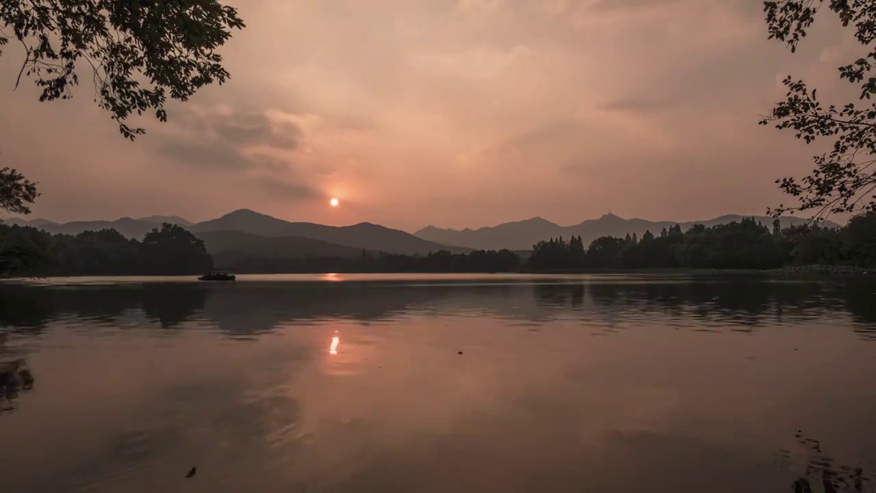 杭州茅家埠日落视频素材