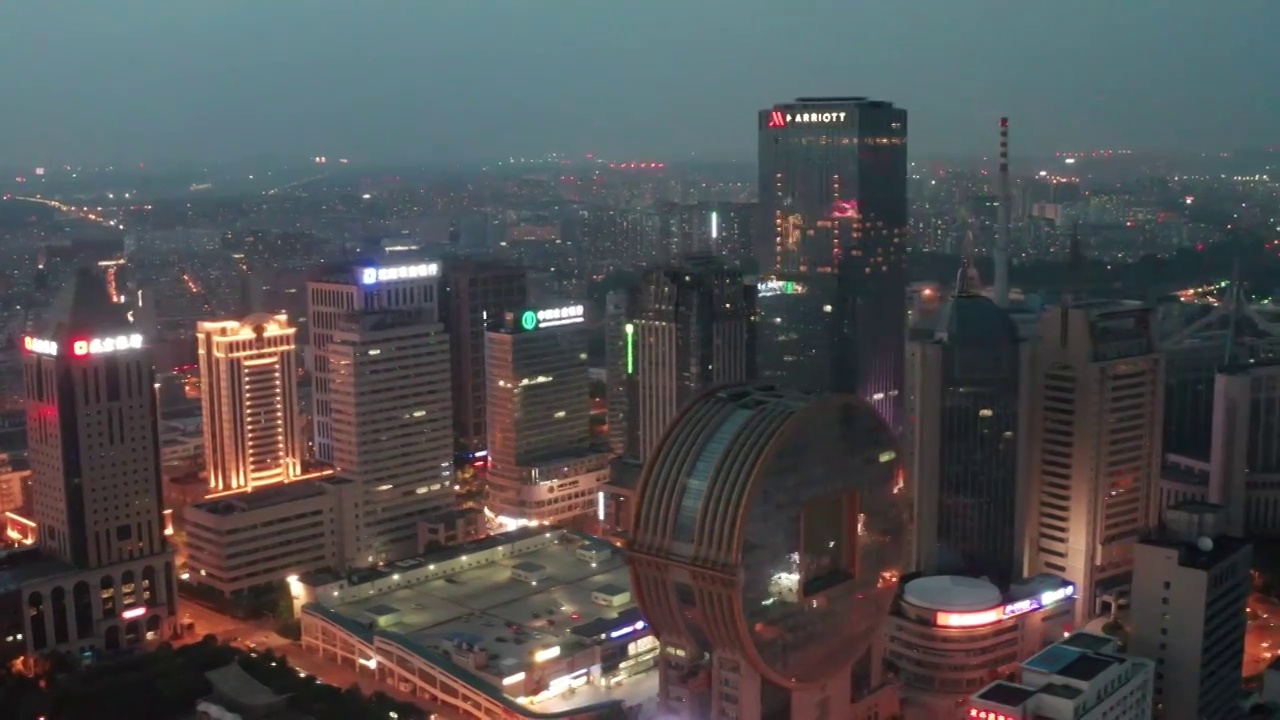 辽宁沈阳城市风光夜景航拍视频素材