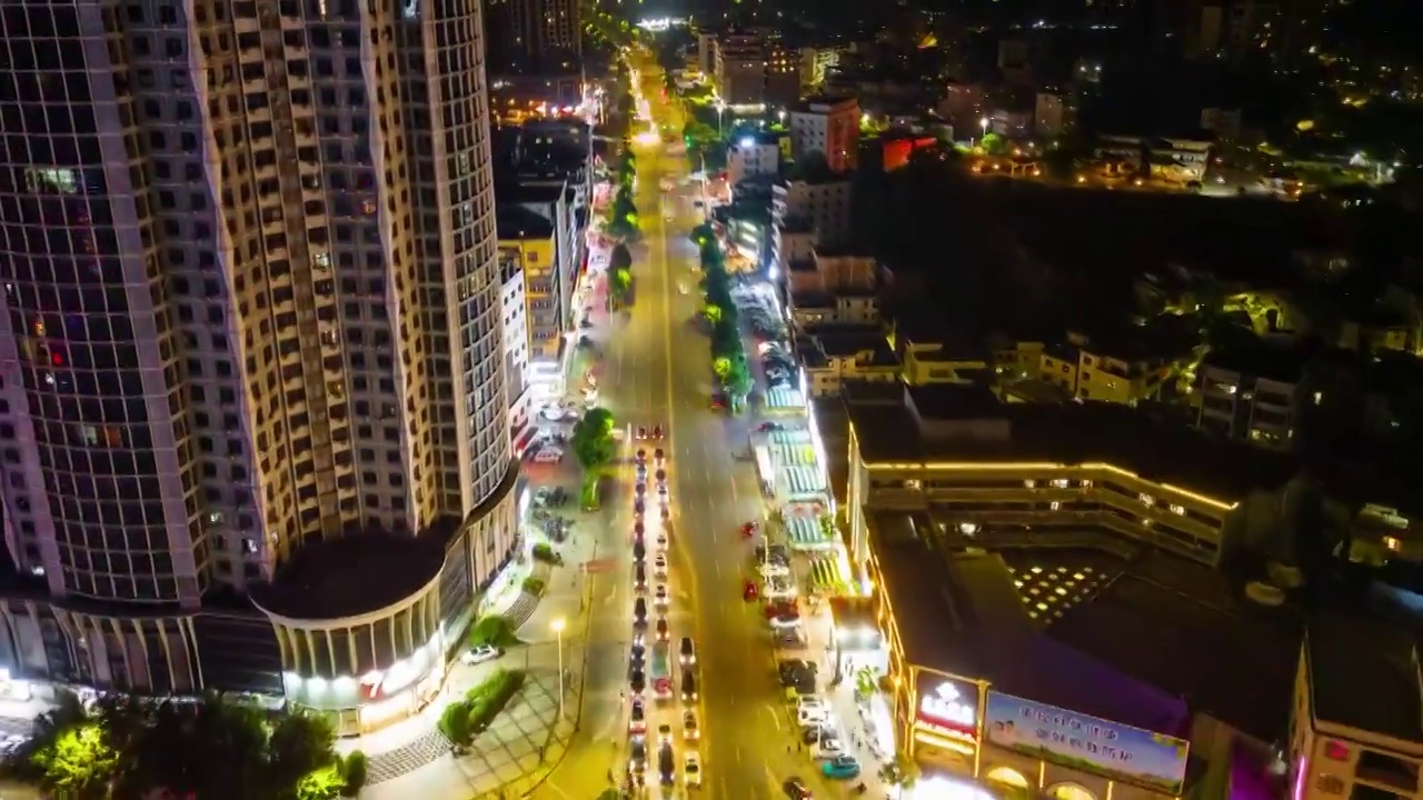 惠州大亚湾夜景航拍城市天际线延时视频素材