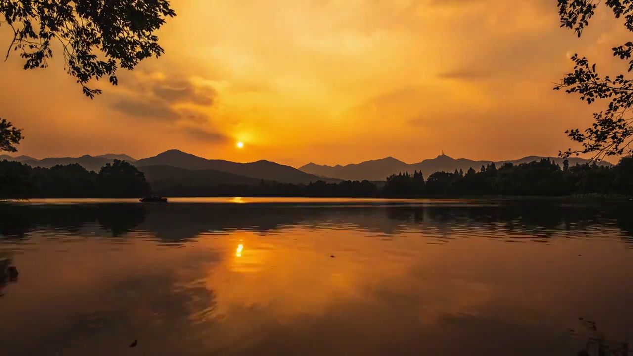 杭州西湖茅家埠夕阳视频素材