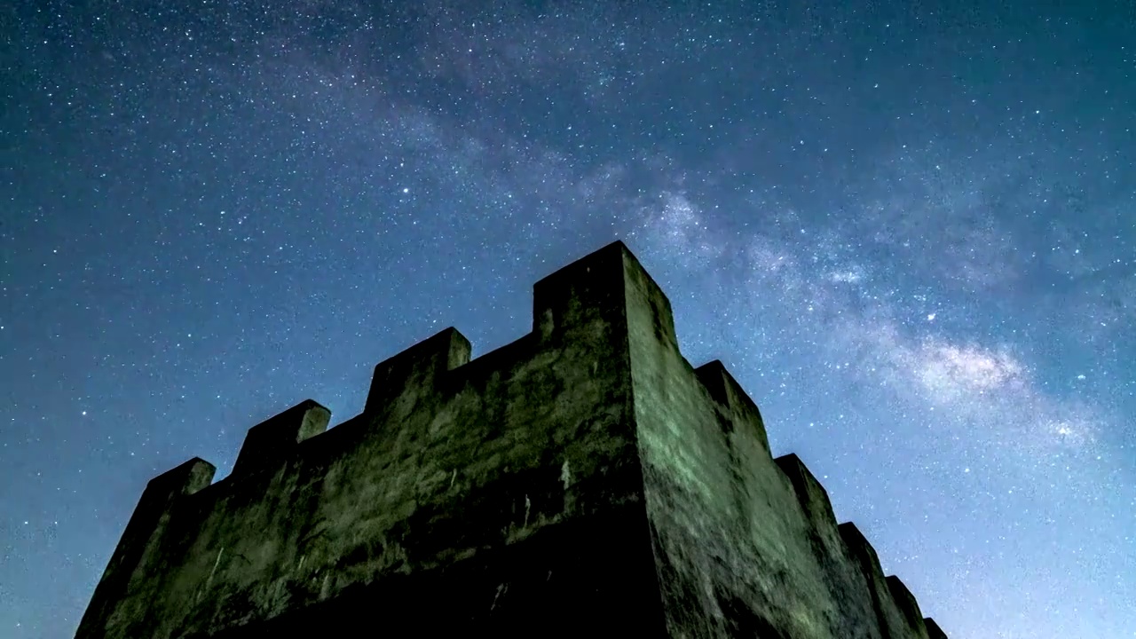 夏季长城夜空星空银河延时视频下载