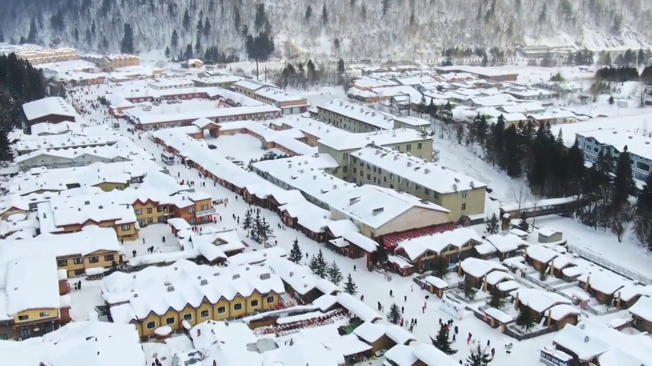 东北雪乡大场景航拍视频素材