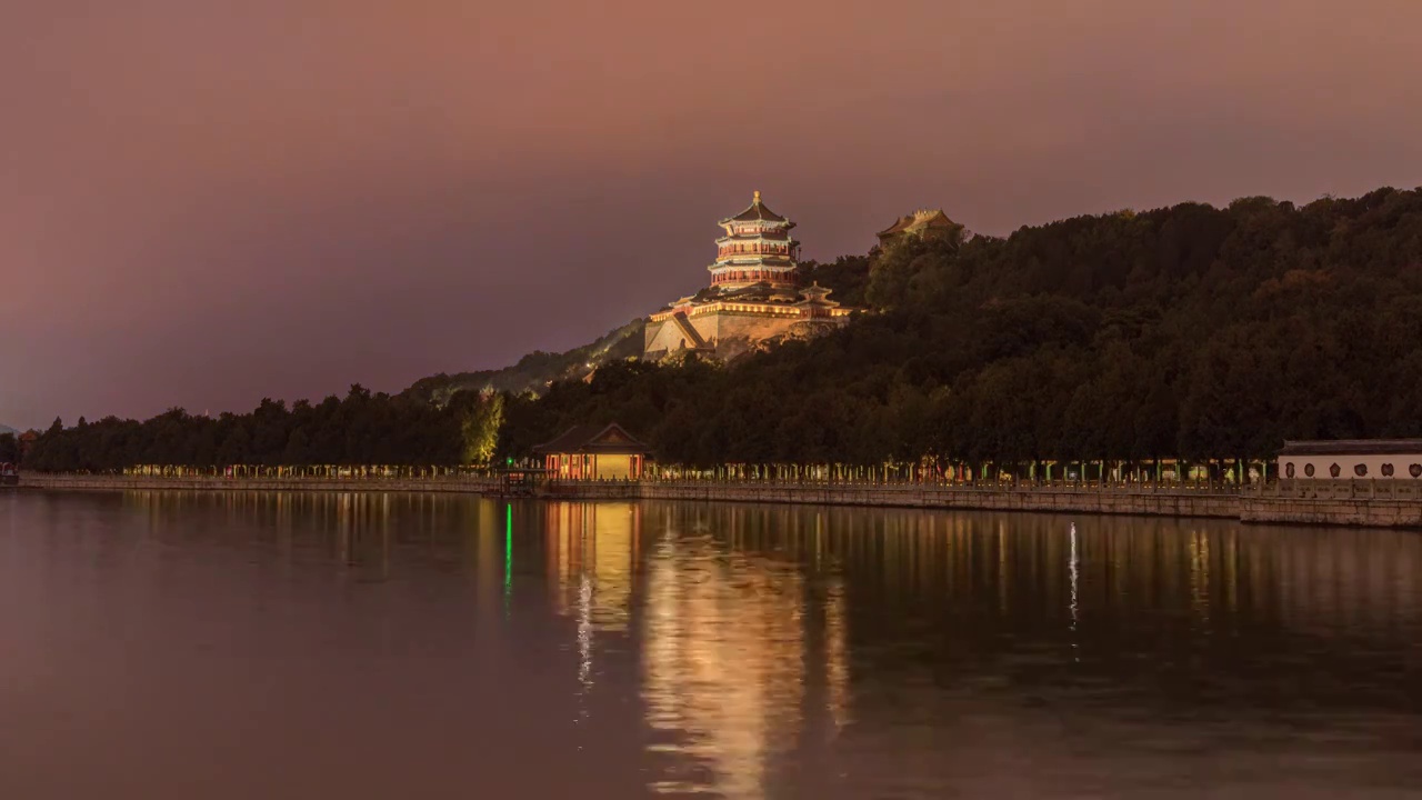 颐和园佛香阁蓝调夜景视频下载