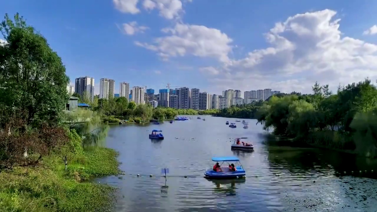 遵义市新蒲湿地公园延时视频素材