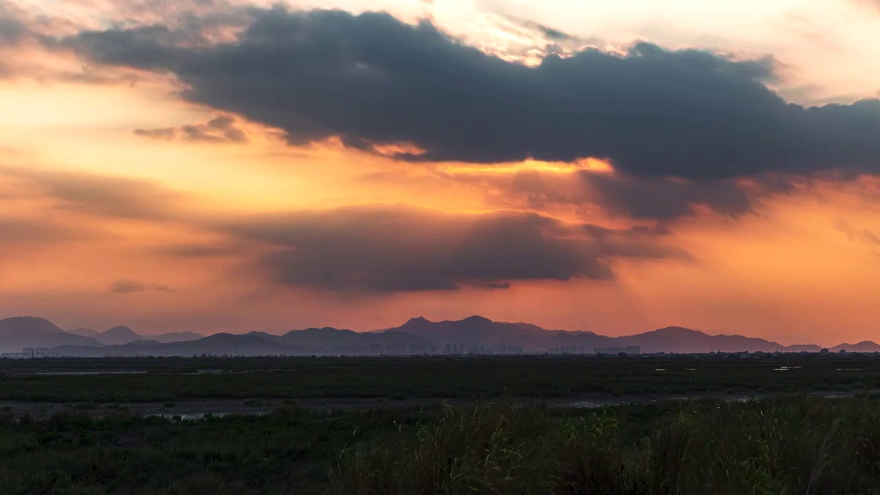 漳州红树林的一段夕阳延时摄影视频下载