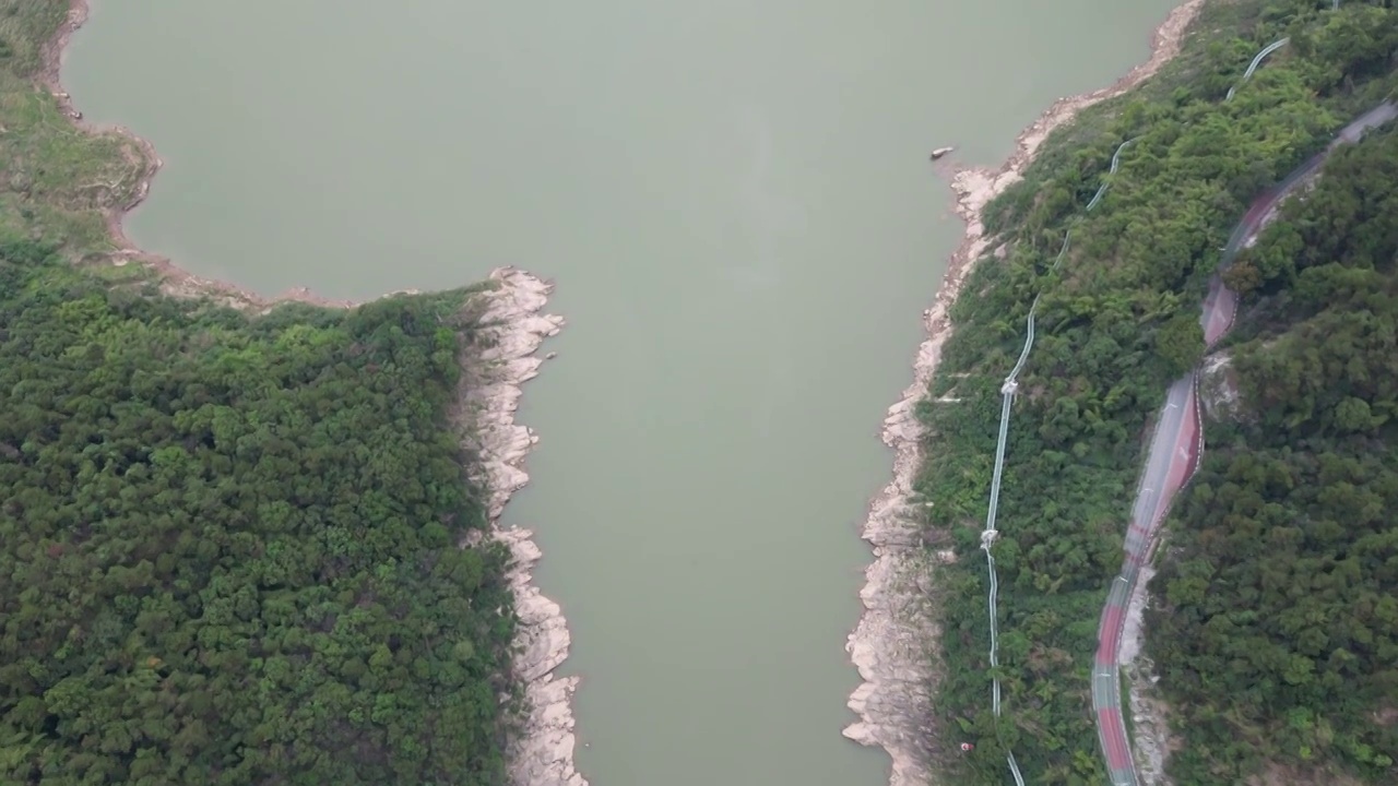 重庆北碚温塘峡自然风光俯视航拍视频素材