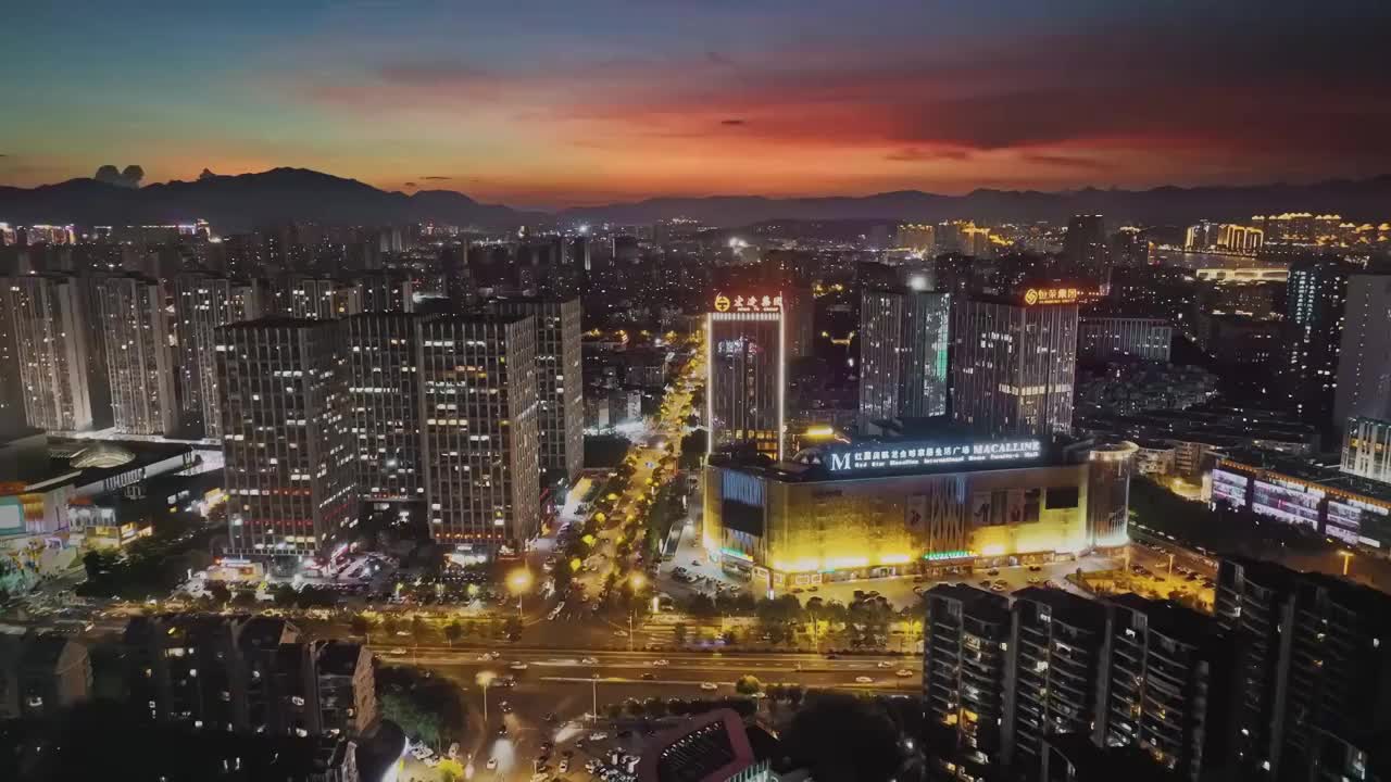 城市地标交通 夜景晚霞视频素材