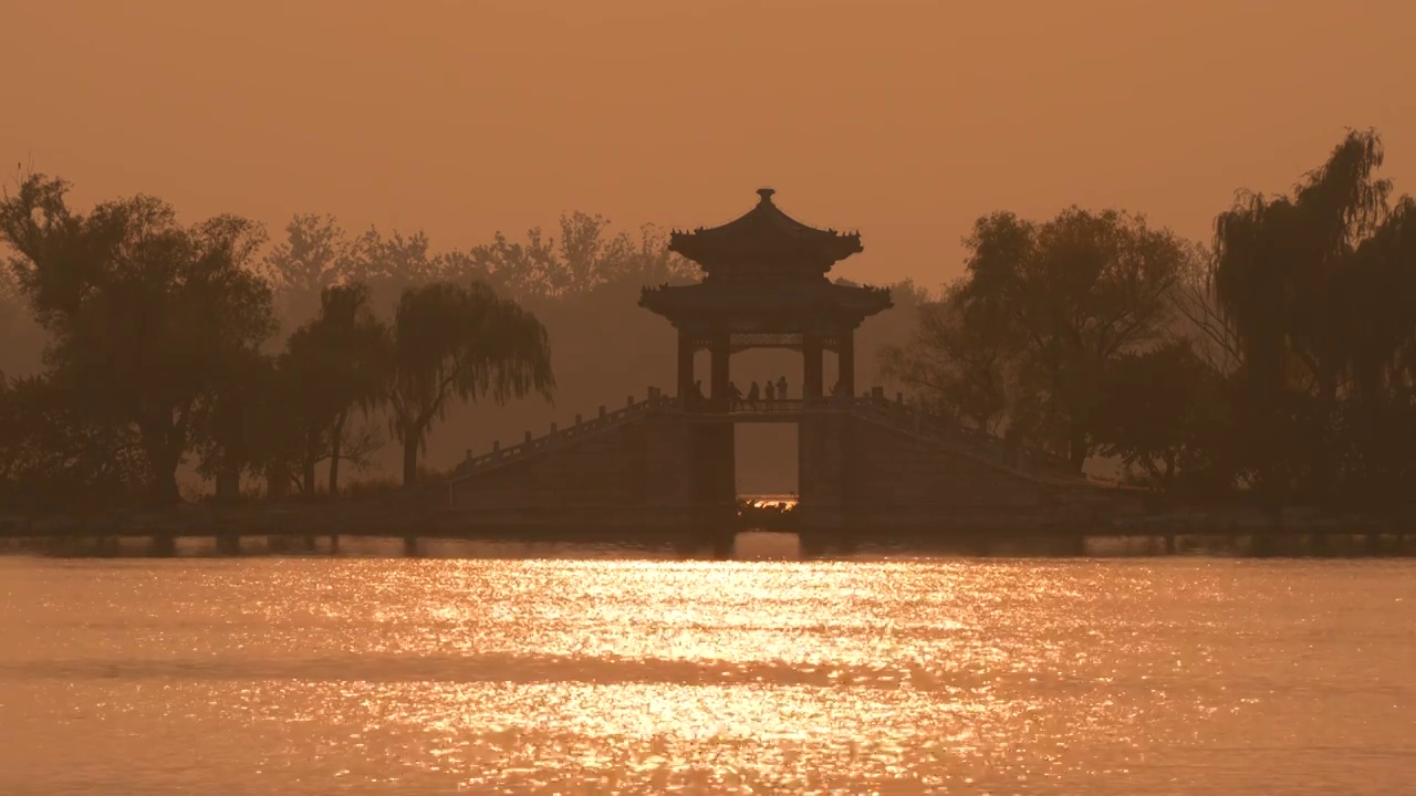 北京颐和园秋季夕阳视频素材