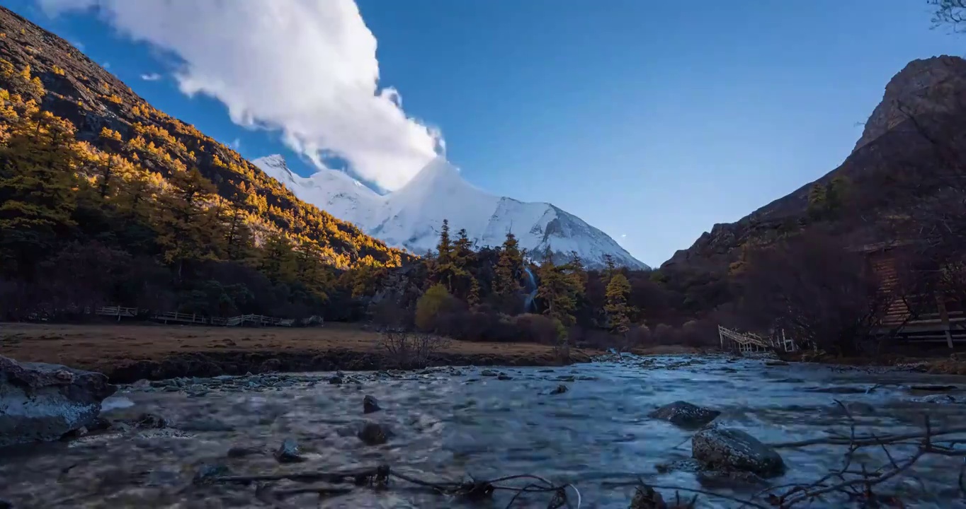 稻城亚丁雪山落日延时视频素材