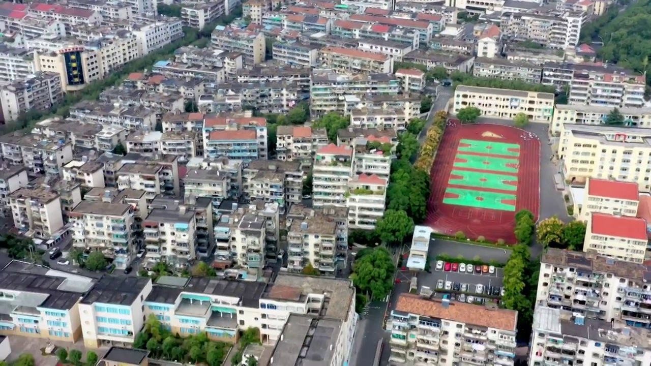 航拍诸暨市区城市风光视频素材