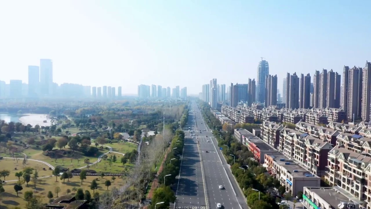 合肥包河区摩天大楼航拍城市建筑风光视频素材