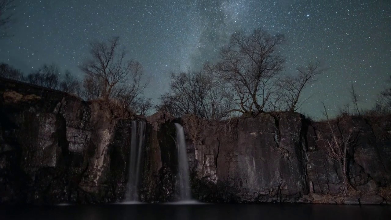 杨树沟瀑布星空视频素材