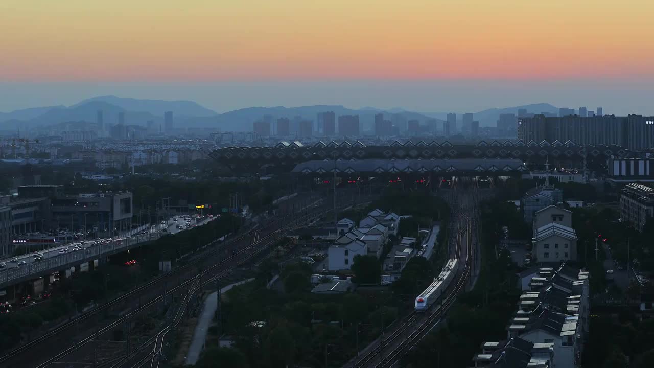 苏州火车站日落时分视频素材