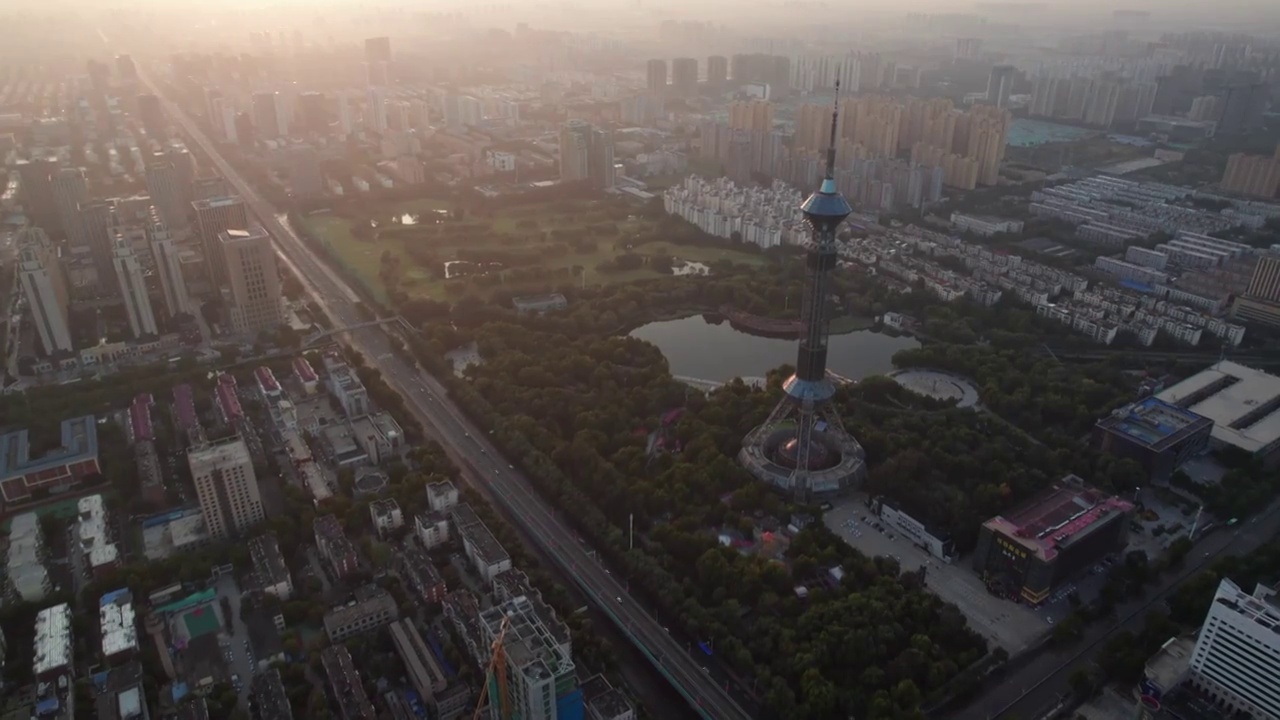 航拍石家庄市区视频素材