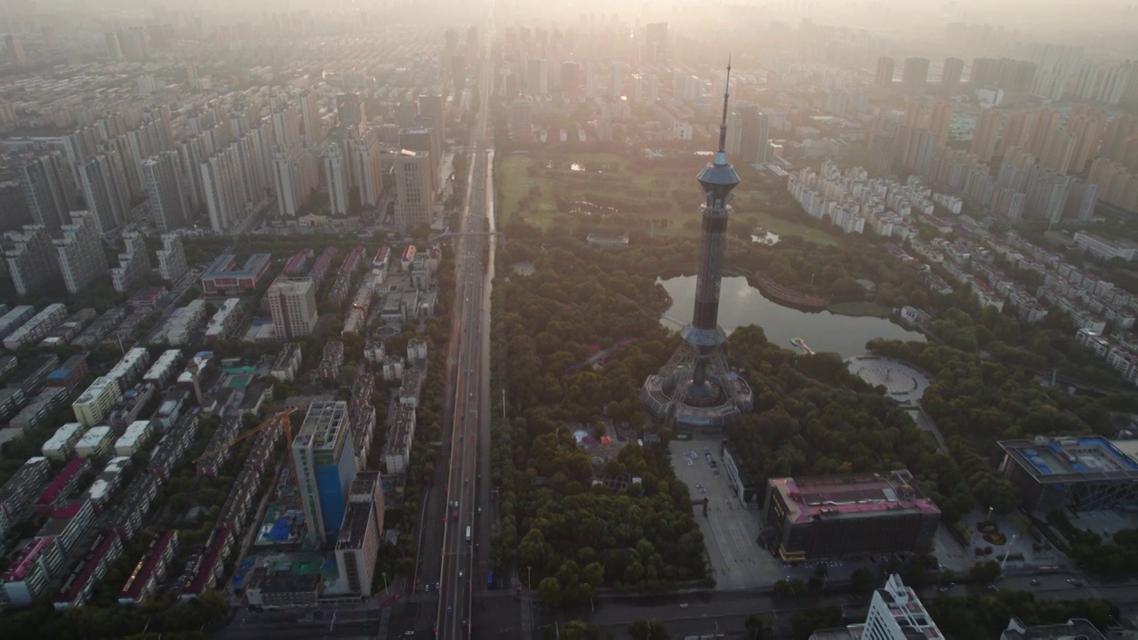 航拍石家庄市区视频素材