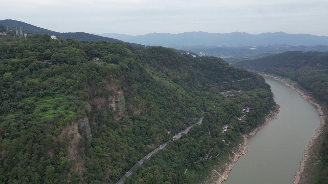 重庆嘉陵江自然景观航拍（温塘峡景区）视频素材