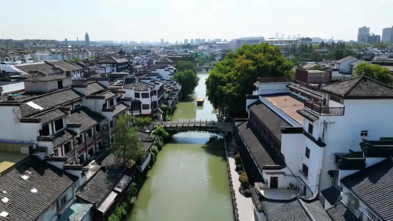 南京夫子庙-秦淮风光带航拍风光视频素材